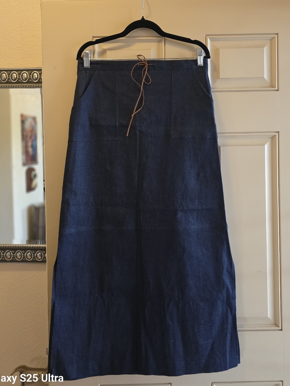 NWT Vintage Deadstock B'way Juniors Denim Maxi Skirt 90s Boho Patch Pocket - Picture 4 of 16